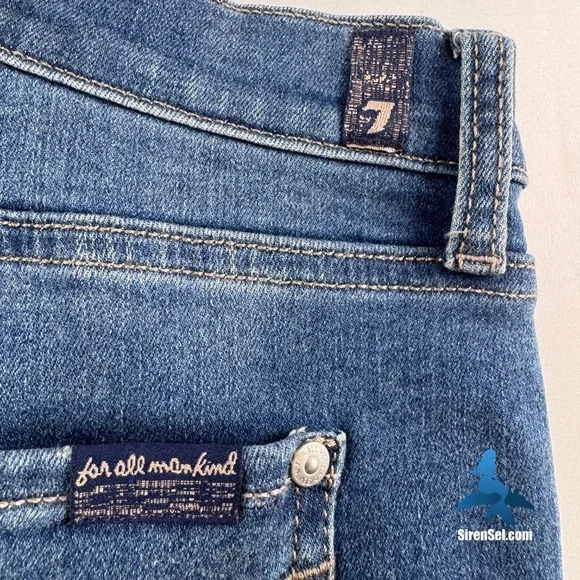 1231 7 For All Mankind Tailorless Dojo Jeans - Size 32 - Blue - Picture 12 of 16